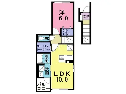 ＪＲ川越線 南古谷駅 徒歩12分 3階建 築7年(1LDK/2階)の間取り写真