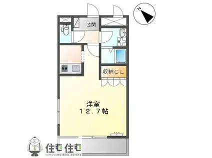 エバーハイツA(1K/2階)の間取り写真