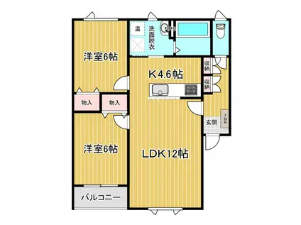 ALPHAI(2LDK/2階)の間取り写真