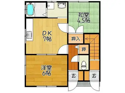 ハイツローゼII(2DK/1階)の間取り写真