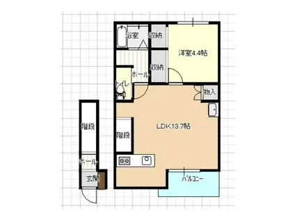 LUCE(1LDK/2階)の間取り写真