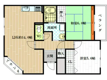 さくら館(2LDK/3階)の間取り写真