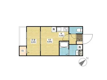 アコット春日(1LDK/3階)の間取り写真