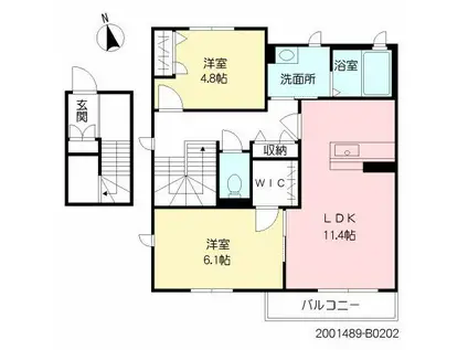 Fフラッツ鳥栖E(2LDK/2階)の間取り写真