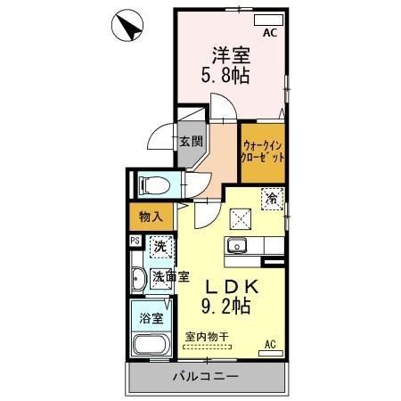 アンベリール(1LDK/1階)の間取り写真
