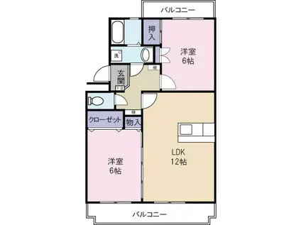 初生パークハイツ(2LDK/4階)の間取り写真
