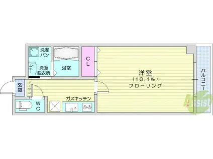 クレセール河原町(1K/5階)の間取り写真