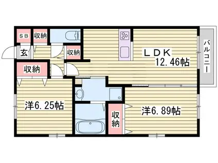 CLAIR GARDEN(2LDK/1階)の間取り写真