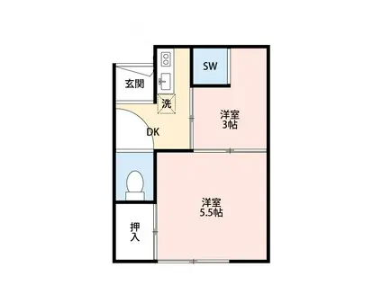 真栄ハウス(2K/2階)の間取り写真