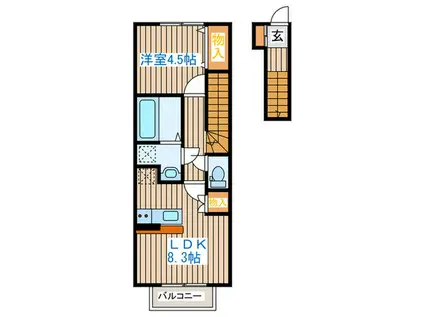 LIBERTE太子堂(1LDK/2階)の間取り写真