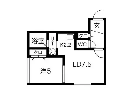 BENDICION南郷通(1LDK/1階)の間取り写真