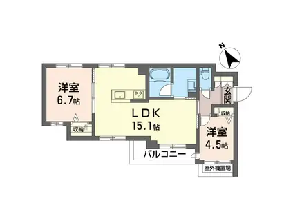 デューウッド C(2LDK/3階)の間取り写真