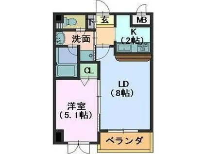 THE FIRST 東山公園(1LDK/2階)の間取り写真