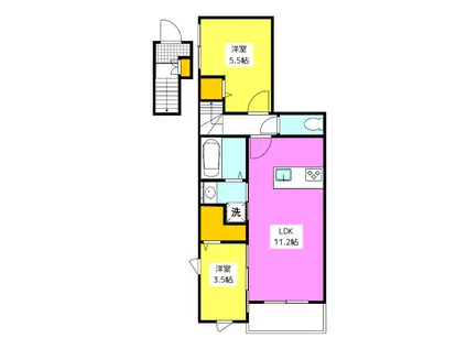 シャローム・セブン平尾(2LDK/2階)の間取り写真