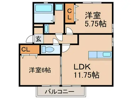 ボスコルーチェ(2LDK/2階)の間取り写真