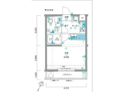 GENOVIA板橋SKYGADEN(1K/3階)の間取り写真