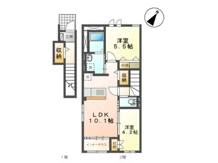 リヴァーレみたけ(2LDK/2階)の間取り写真