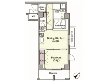 プラチナコート中目(1DK/2階)の間取り写真