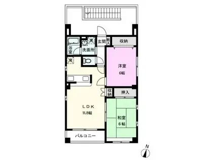 FINE ONE(2LDK/3階)の間取り写真