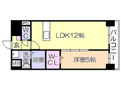 ソレイユ中央(1LDK/7階)の間取り写真