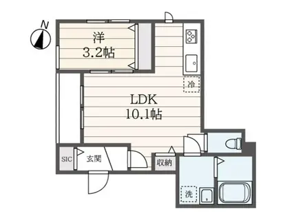 シールドフォート(1LDK/2階)の間取り写真