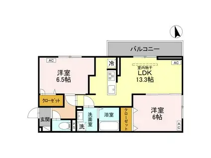 ERBE(2LDK/2階)の間取り写真