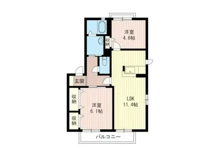 グリーンパーク守谷 弐番館(2LDK/2階)の間取り写真