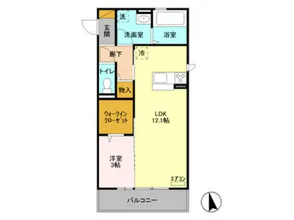 LEHUIT E(1LDK/2階)の間取り写真