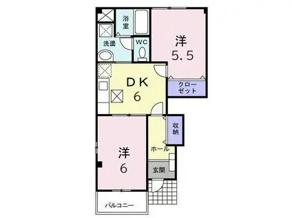 ラフレシールヴィラA(2DK/1階)の間取り写真