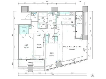 パークタワー勝どきサウス(3LDK/45階)の間取り写真