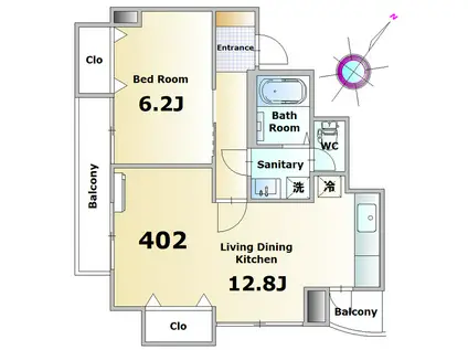 エニシエビル(1LDK/4階)の間取り写真