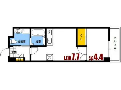 K.BLD(1LDK/3階)の間取り写真