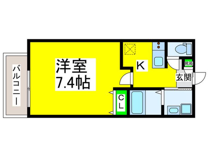 ジーイーサンク(1K/1階)の間取り写真