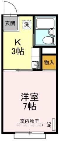 キャッスルハイツ(1K/2階)の間取り写真