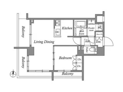 MFPRコート菊川(1LDK/4階)の間取り写真