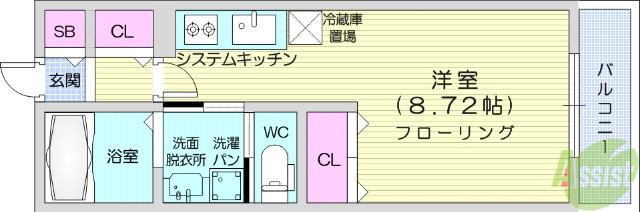 ルミエール日泉(ワンルーム/7階)の間取り写真