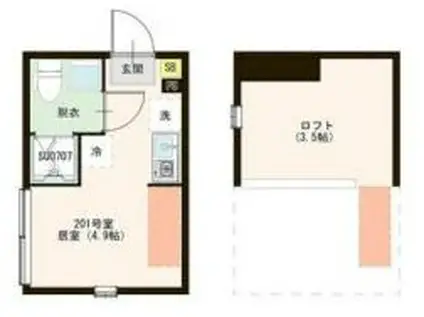 URBAN TERRACE ときわ台(ワンルーム/2階)の間取り写真