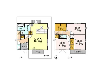 ジョアセジュール博多南 D棟(3LDK/1階)の間取り写真