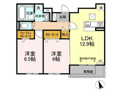 GRAND CEST LA VIE(2LDK/1階)の間取り写真