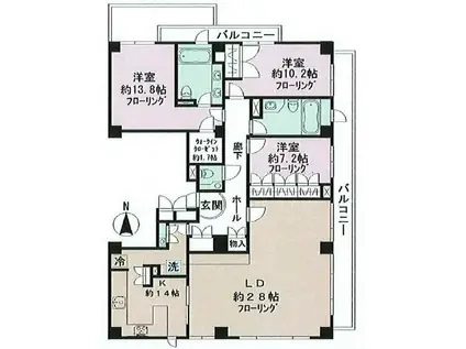 プリマヴェーラ・ディ・三田(3LDK/2階)の間取り写真