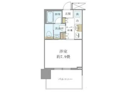 ブリリアタワー浜離宮(1K/6階)の間取り写真