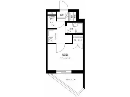 ルーブル中目黒(1K/2階)の間取り写真