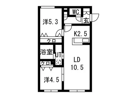LIEN北18(2LDK/1階)の間取り写真