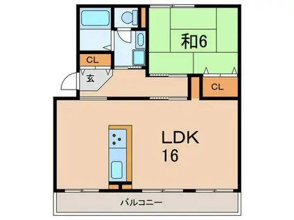 新多聞第2109号棟(1LDK/2階)の間取り写真