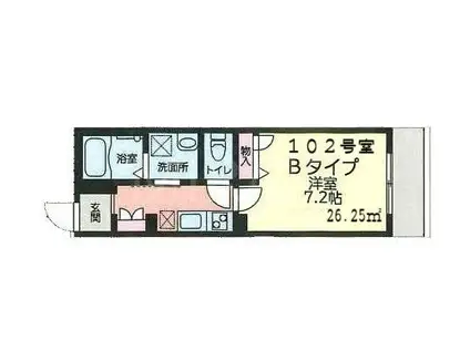 メゾンドフラッツ町田(1K/3階)の間取り写真