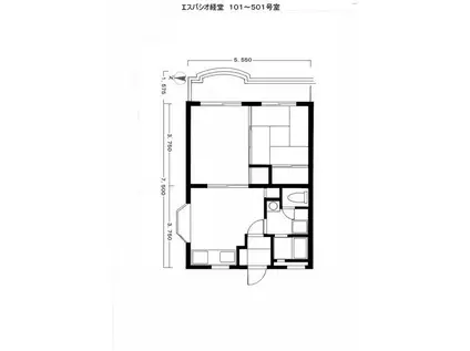 エスパシオ経堂(2DK/4階)の間取り写真
