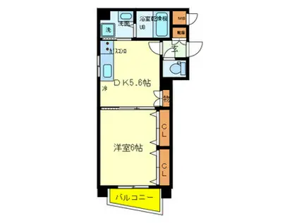 グレース中崎(1DK/6階)の間取り写真