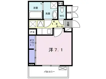 セレノ ベルジュ(1K/1階)の間取り写真