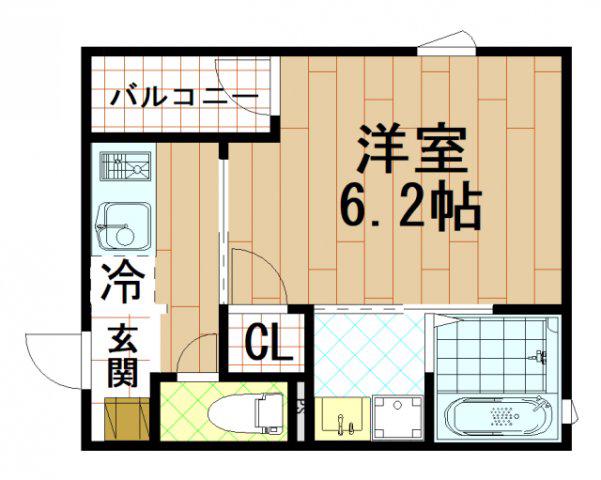 グラシアスコート長瀬(1K/3階)の間取り写真