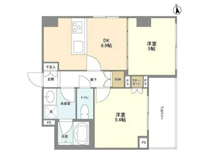 グランデールGH(2DK/2階)の間取り写真